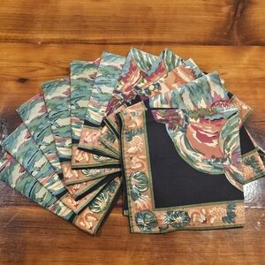 April Cornell Green and Black Cotton Dinner Napkins